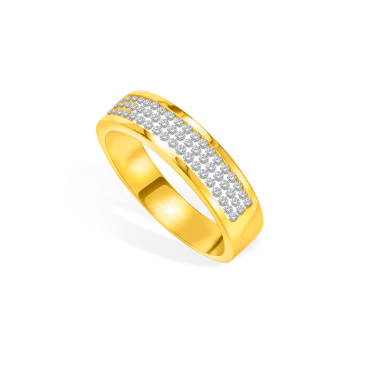 Three Raw Diamond Ring in Gold